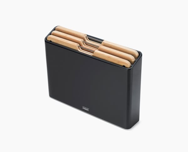 Joseph Joseph Set de 3 Planches à Découper en Bambou et Étui Noir Folio