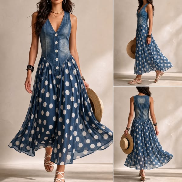 Adeline | Robe Longue à Pois