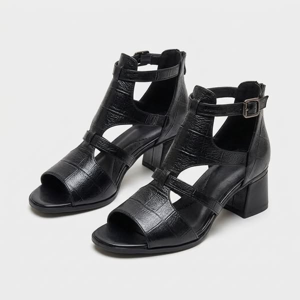 Straps, Shape, Block Heel