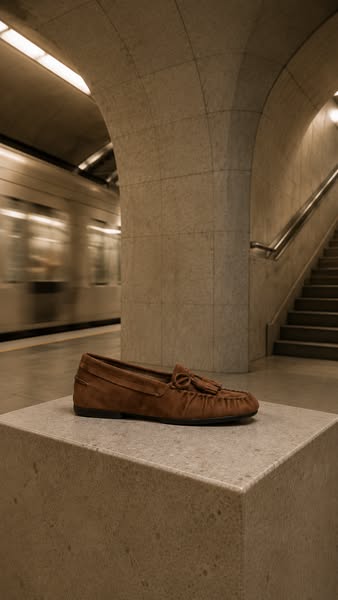Mocasín de antelina con borlas Corina camel