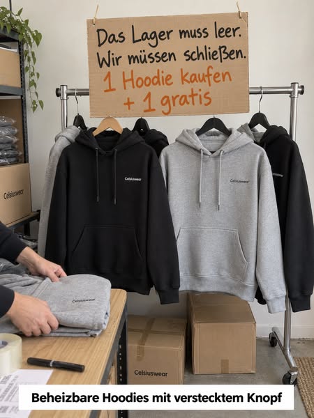 Beheizbarer Hoodie mit verstecktem Leuchtknopf