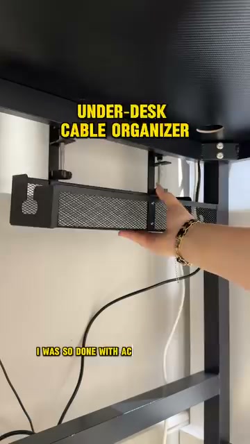 No-Drill Under Desk Cable Organizer – Hide Cables & Power Strips for a Cleaner Workspace