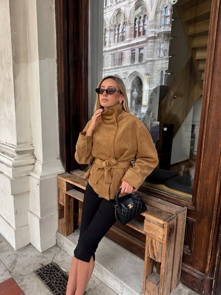Banbury High-Neck Belted Suede Jacket