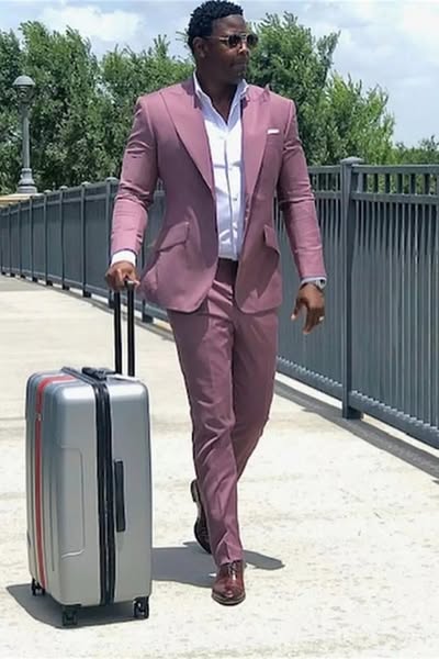 Peaked Lapel Stylish Business Formal Prom Suit for Men 50-40-Loose