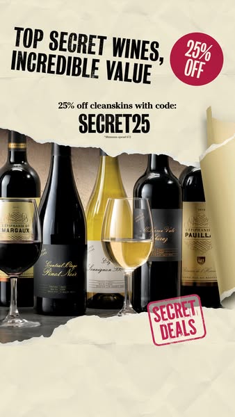 25% off secret deal wines