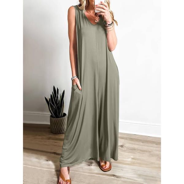 Fresh And Casual Pocket Thin Jumpsuit