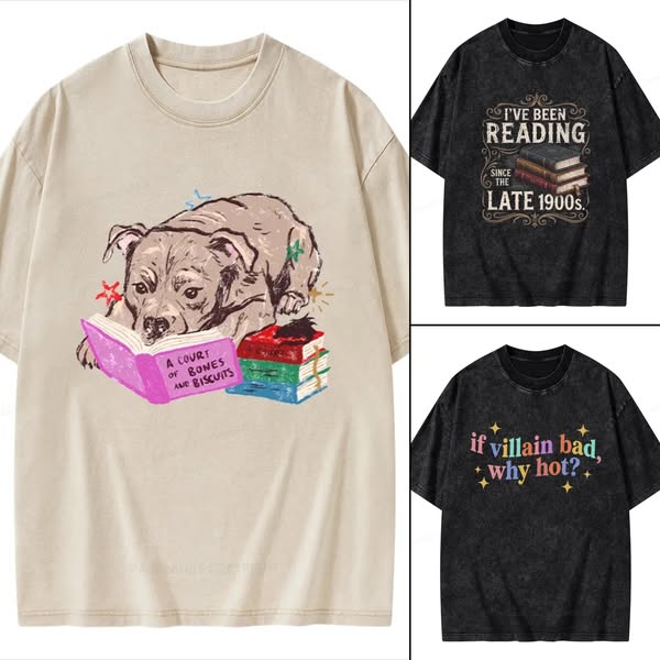Discover Designed Washed T-Shirts For Book Lovers Sale