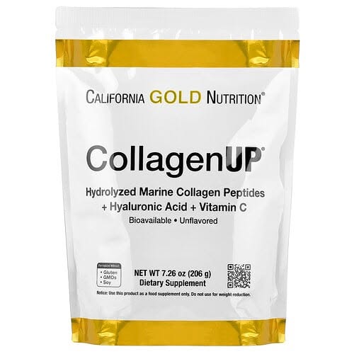 California Gold Nutrition, CollagenUP®, Peptídeos de Colágeno Marinho Hidrolisado com Ácido Hialurônico e Vitamina C, Sem Sabor, 206 g (7,26