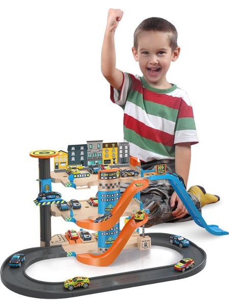 Parkeringhus i 3 våningar med 10 die-cast leksaksbilar inkluderad