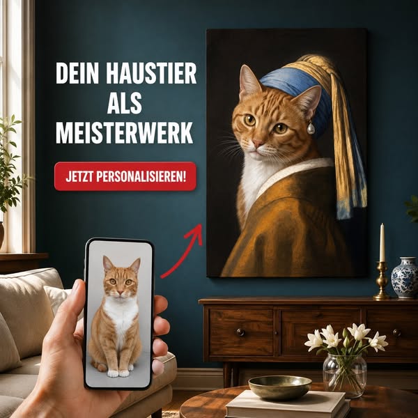 Dein Haustier mit dem Perlenohrring – Poster & Leinwand