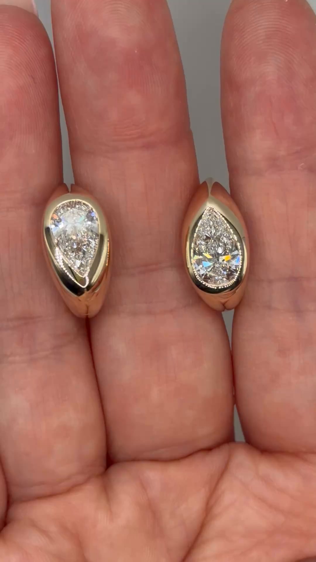 Mismatched Pear Diamond Huggies