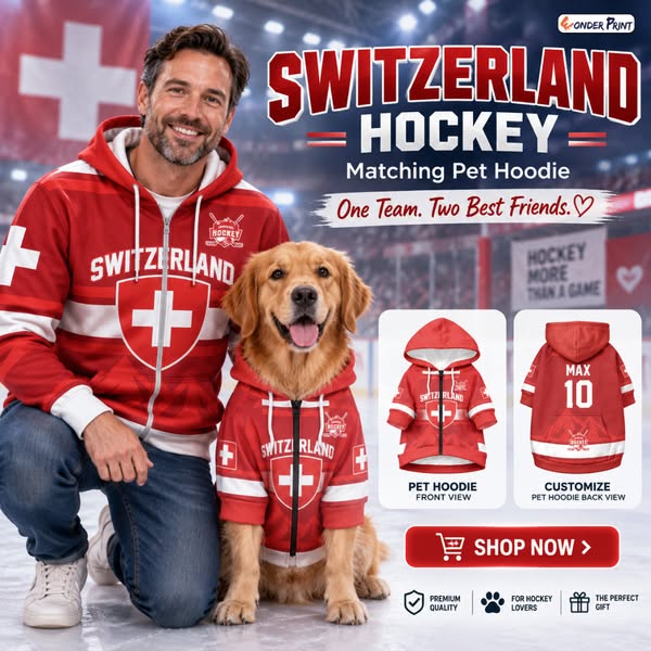 Custom Hockey 2026 Switzerland Pet Hoodie Go Champions La Nati LT01
