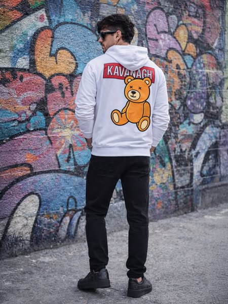 Sudadera Con Capucha Blanca GK Bear Alert