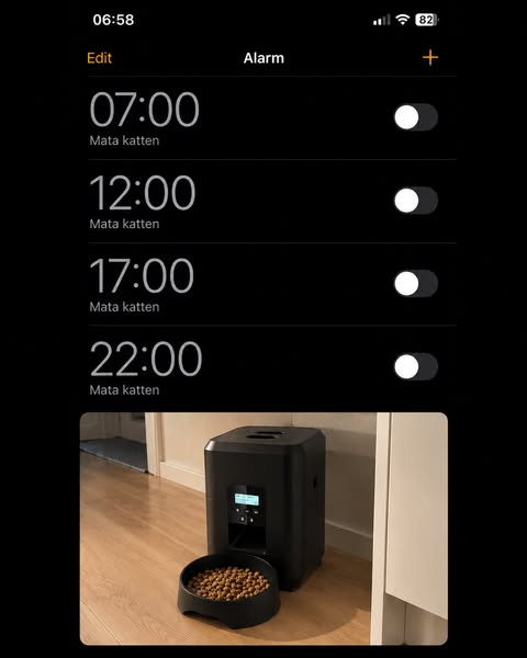Inga fler larm för att mata katten