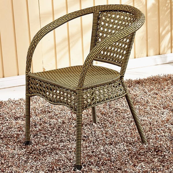 Traditional Vintage Curved PE Rattan Weaving Lounge Chair Backrest For Balcony