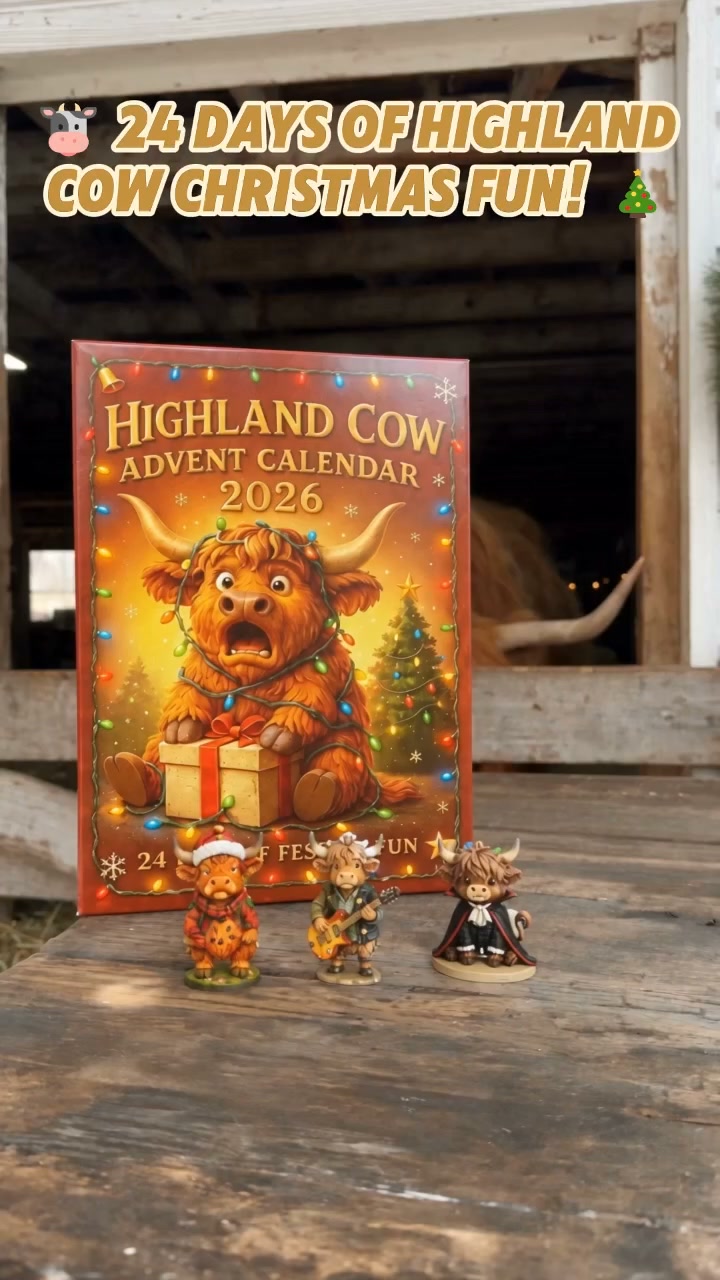 24 Days of Highland Cow Christmas Advent Calendar 2026 | 24 Unique 3D Cow Figures