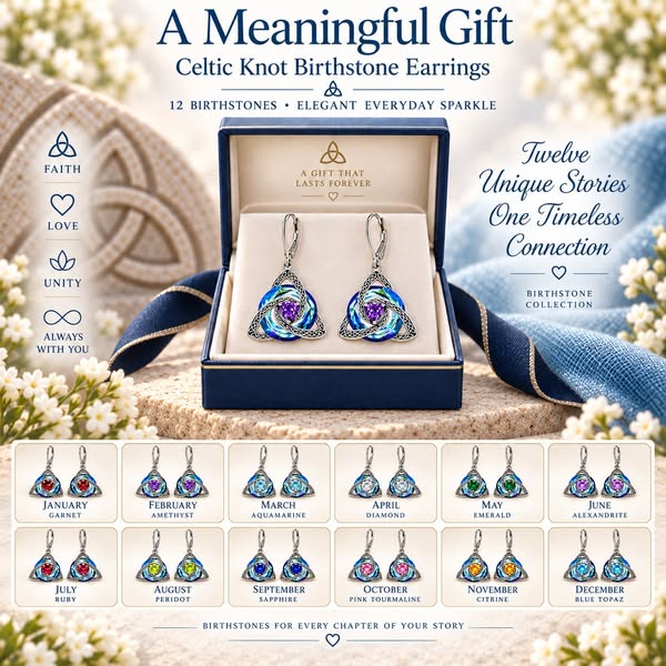 Birthstone Celtic Trinity Knot Necklace