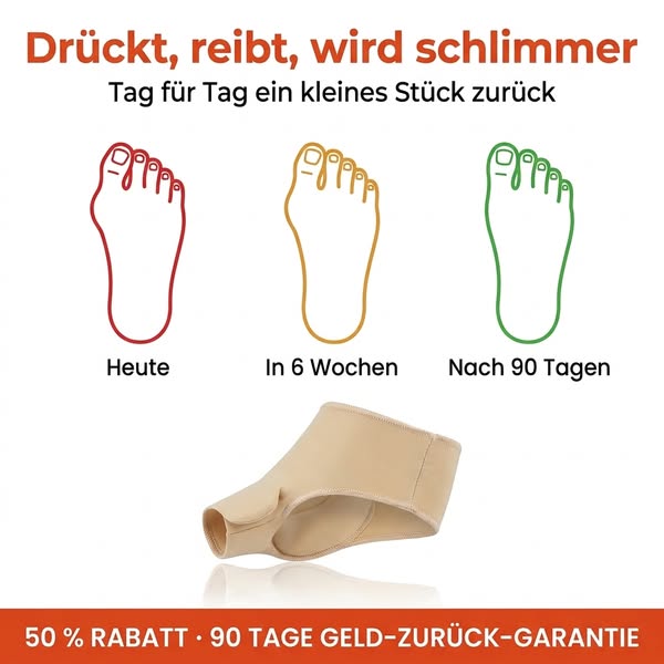 Endlich. Eine Hallux-valgus-Behandlung, die wirklich wirkt — ohne Operation.