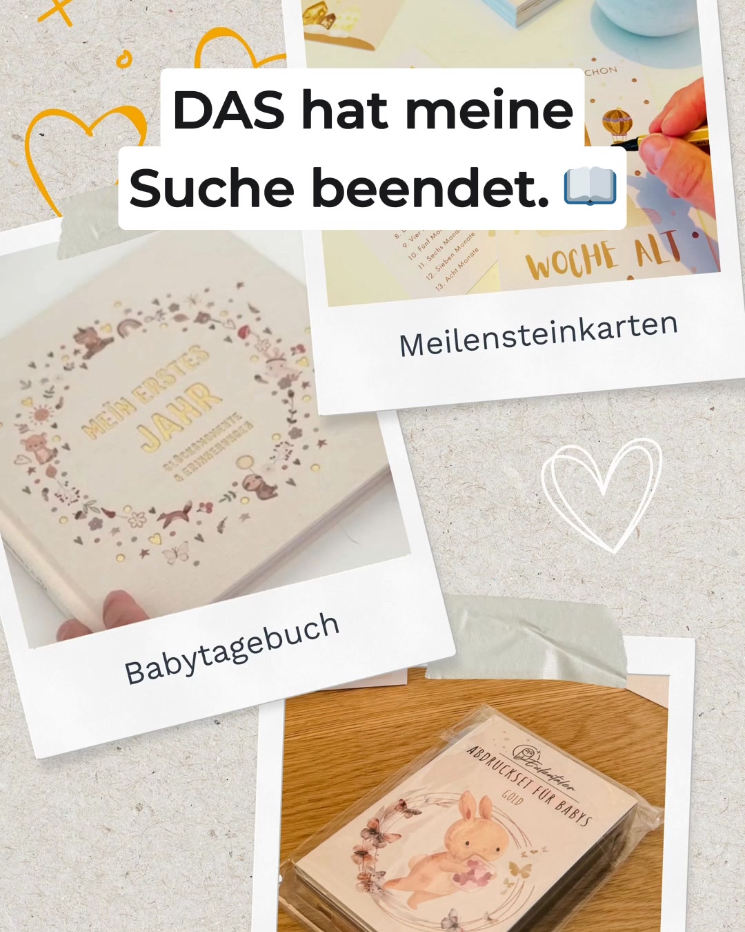 3-in-1 Bestseller Set (Babyalbum + Meilensteinkarten + Abdruck)