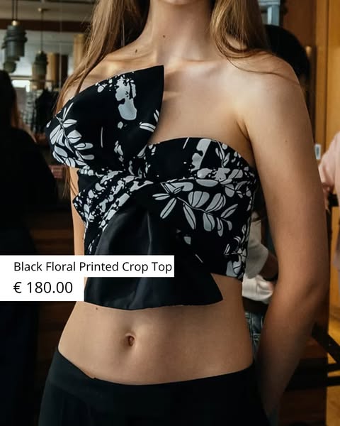 Black Floral Printed Crop Top