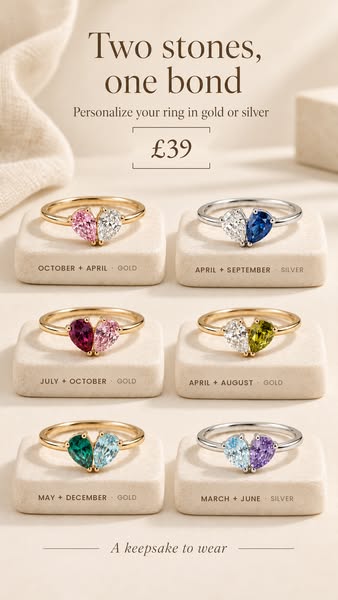 Two birthstones, one heart, one bond