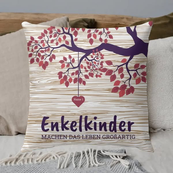 Urenkel, Enkel, Kinder, Stammbaum - Individuelles Premium Namenskissen, Cushion Premium / Default / 40x40cm