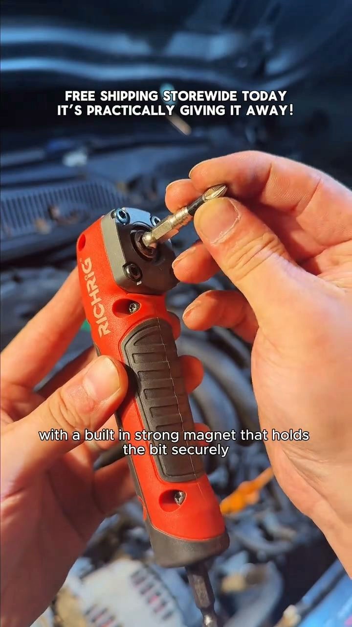 Right Angle Drill Adapter — Fits Any Standard 1/4" Hex Shank Drill, 90° Magnetic