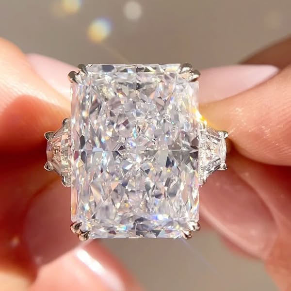 8.4ct Double Prong Radiant Cut Three-stone Engagement Ring