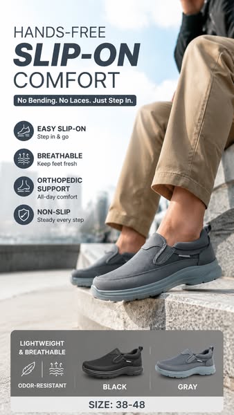 60% OFF NOW! Men's Orthopedic Breathable Slip-On Sneakers - Arch S