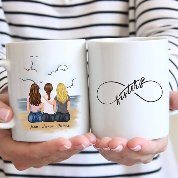 Lieblingsschwestern - Personalisierte Tasse (3 Personen)