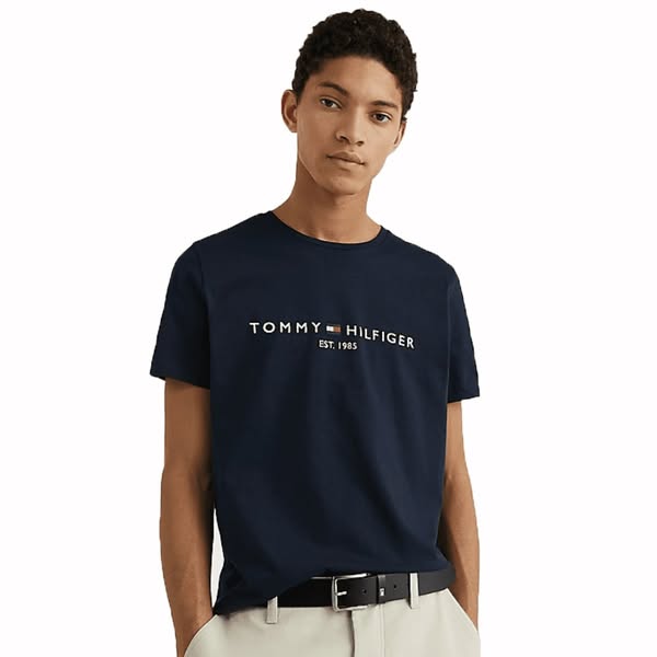 TOMMY HILFIGER MEN TOMMY HILFIGER LOGO T-SHIRT SKY CAPTAIN - XL - TOMMY HILFIGER