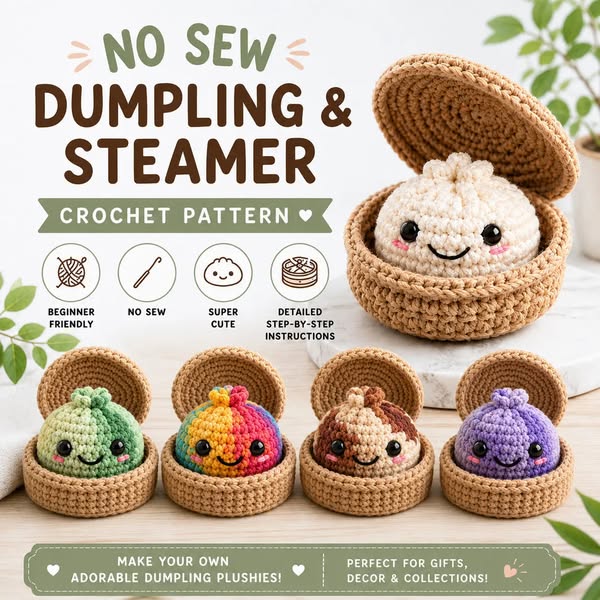 Crochet No Sew Dumpling & Steamer Pattern