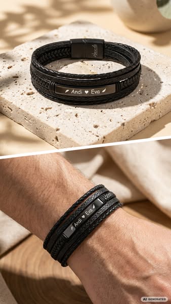 Für Herren: Leder Gravur-Armband Nr. 1
