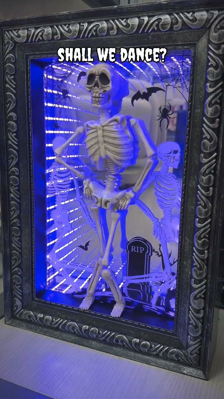 Gothic Graveyard Shadow Box – Dancing Skeleton & Infinity Mirror