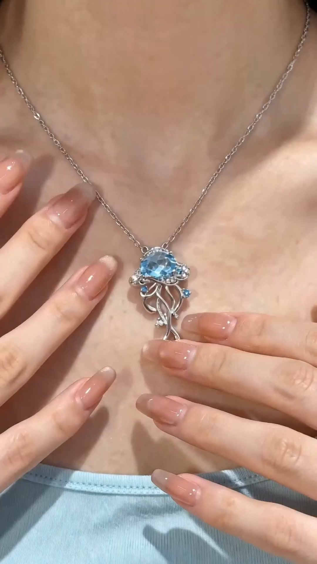 50% OFF | S925 Sterling Silver Ocean Jellyfish Necklace | Graceful Motion, Deep-Sea Romance
