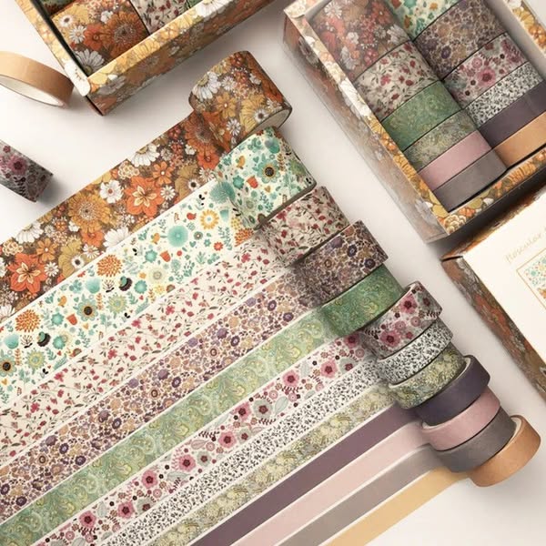 Vintage Floral Pattern Washi Tape Set - Limited Edition