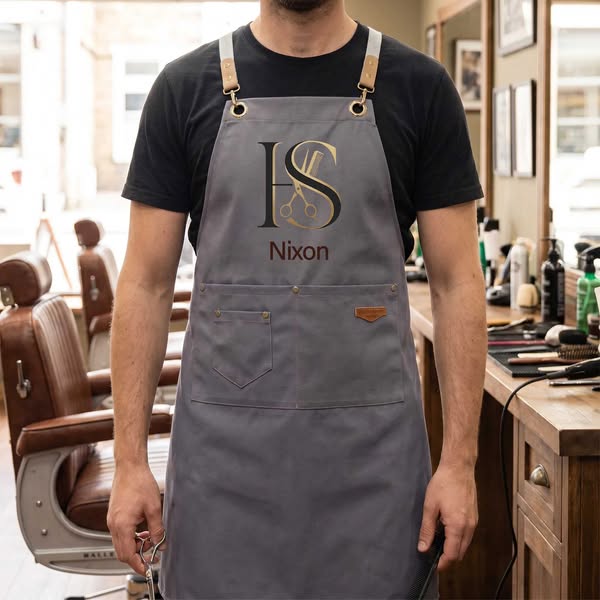 Personalized Multicolor Logo Photo Adjustable Canvas Chef Apron with Pockets and Name Shop Gift for Dessert Coffee Restaurant Bar Employee