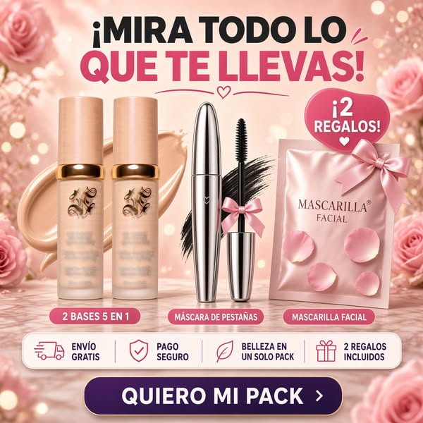 2 BASES + REGALO MÁSCARA PESTAÑAS + MASCARILLA FACIAL + ENVIO GRATIS