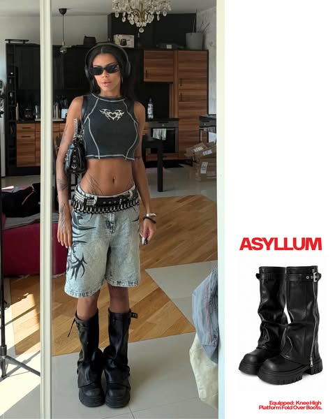 Knee-High Fold Over Platform Boots |Chunky Rave Boots – Asyllum
