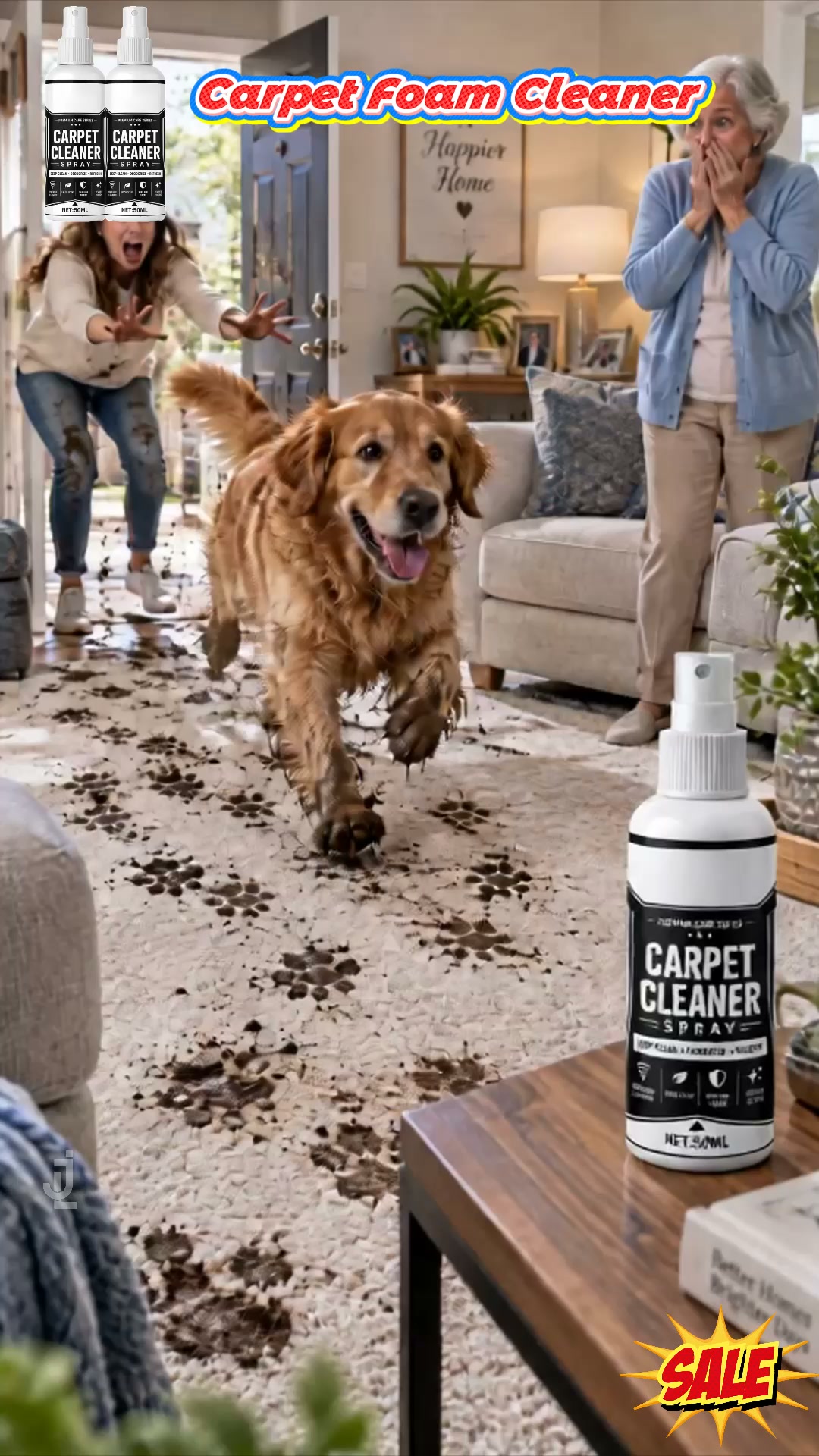 Deep Cleaning Carpet Cleaner Spray – Lifts Stains & Odors, Fast-Dry, No Rinse!