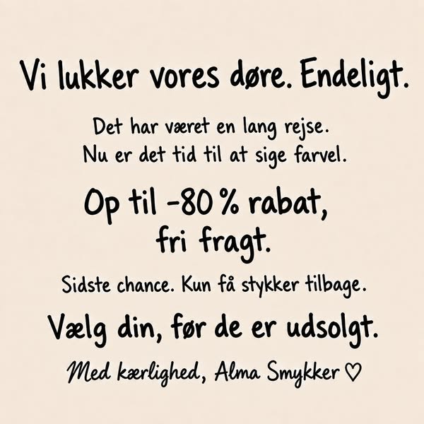 Spar 80% — vi lukker