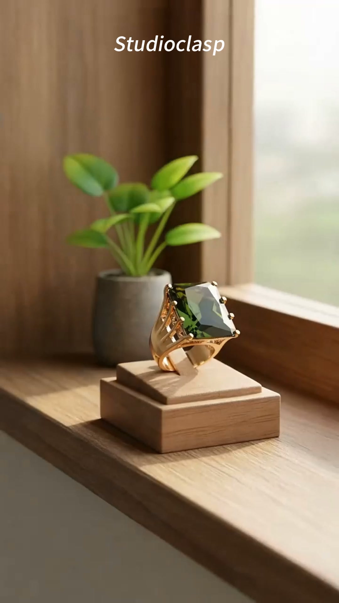 Large Square Green Diamond Statement Ring Women Vintage Cocktail Ring Openwork Wide Band