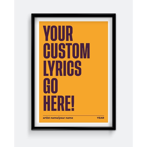 Personalised Lyrics Print #1