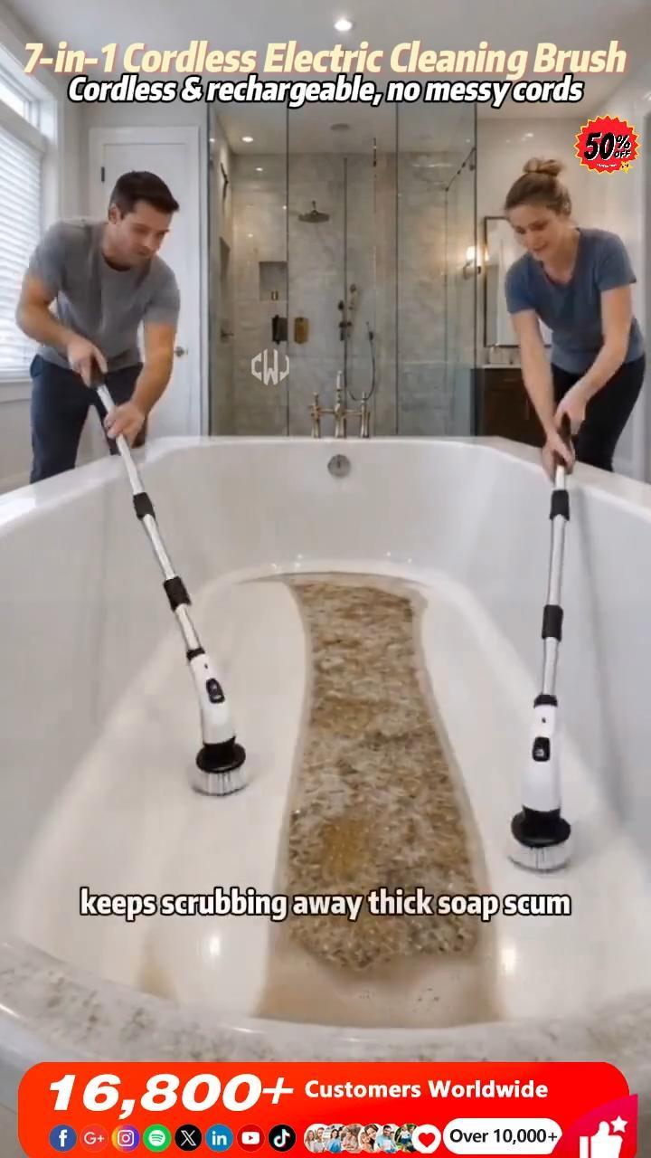 Stop Scrubbing on Your Knees: 8-in-1 Cordless Electric Spin Scrubber