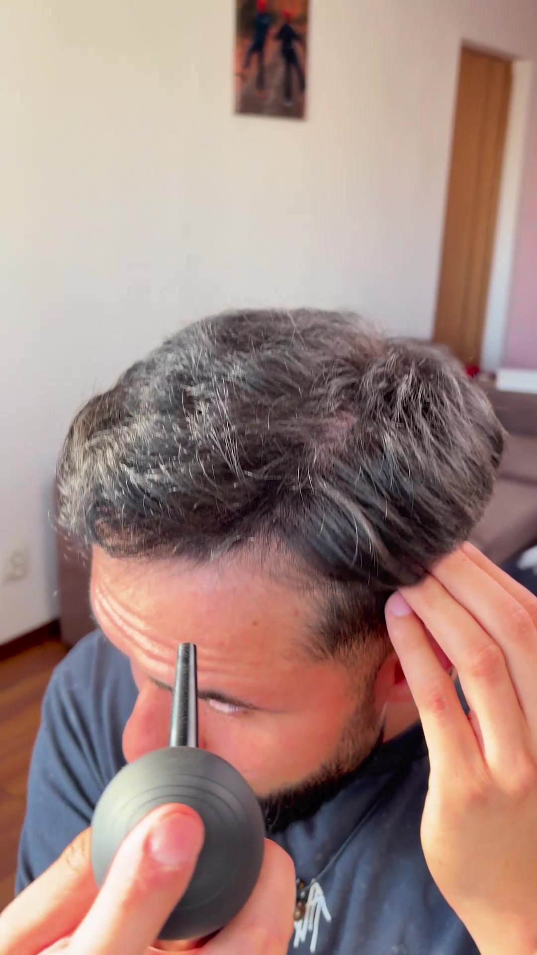 Cotton fibers that cling to each hair