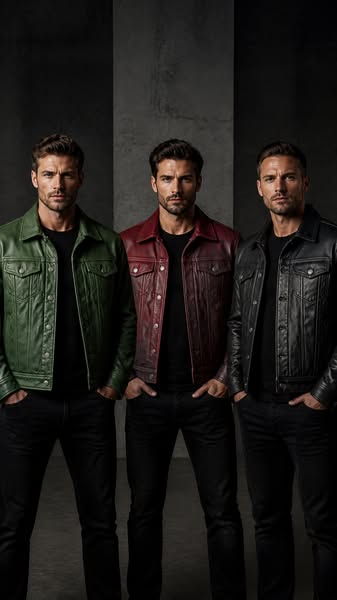 65% OFF | Men’s Patina‑Finish Leather Trucker Jacket