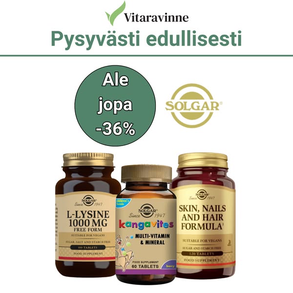 Solgar -tuotteet pysyvästi edullisesti!