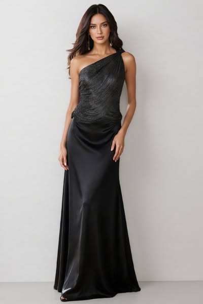 Grane Black One Shoulder Bandage Maxi Dress Set