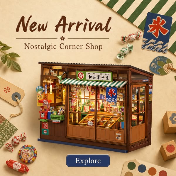 New! Nostalgic Corner Shop Book Nook