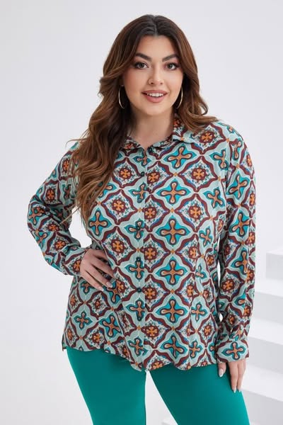 €24.90 Πουκάμισο Πράσινο Εμπριμέ — DM Plus Size Creations